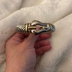 Silver and gold tone Belt Buckle hinged bracelet